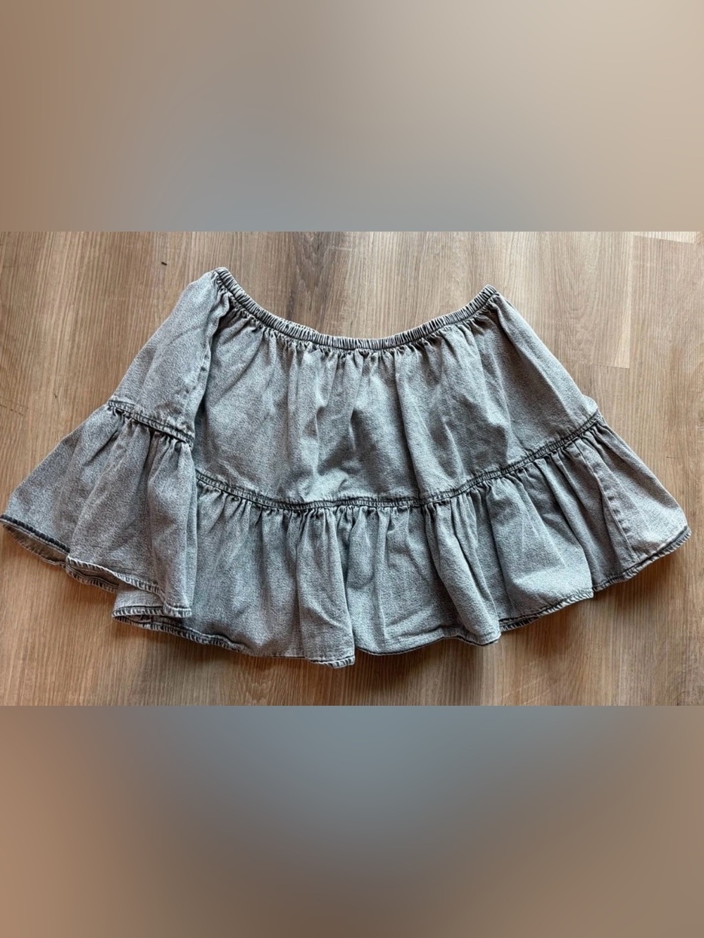 Women's Washed Gray Tiered Mini Skirt